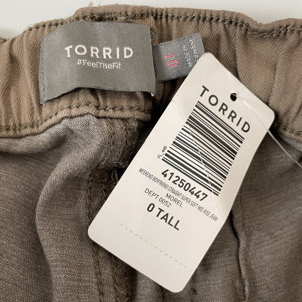 Torrid‎ Weekend Boyfriend Straight Mid Rise Pants Pull On Morel Brown 12 Tall 0T - Picture 3 of 13